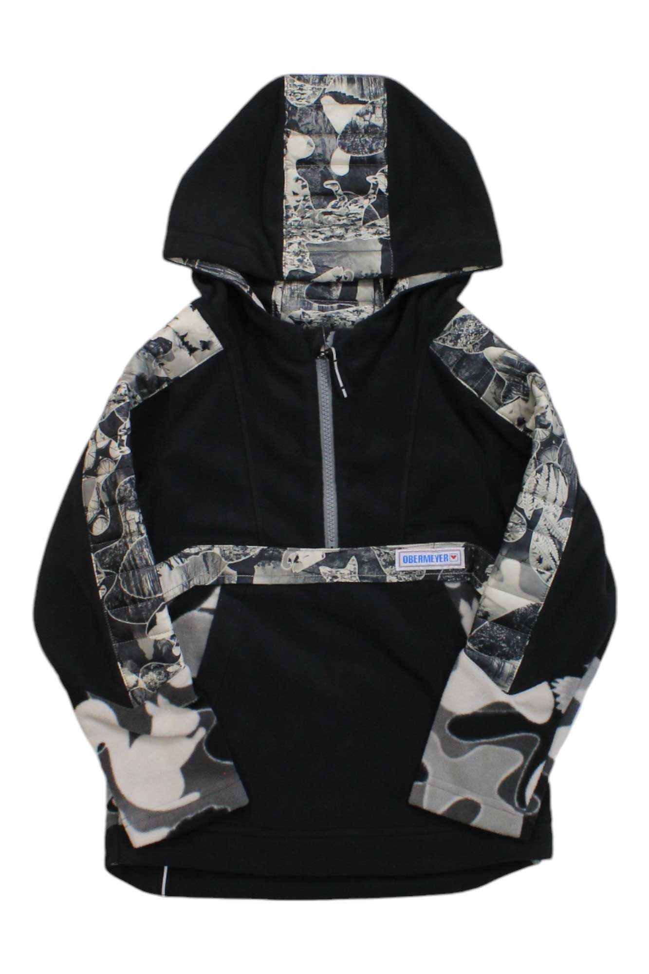 Obermeyer boys' Dyno jacket with front half-zip, black hood and camo lining