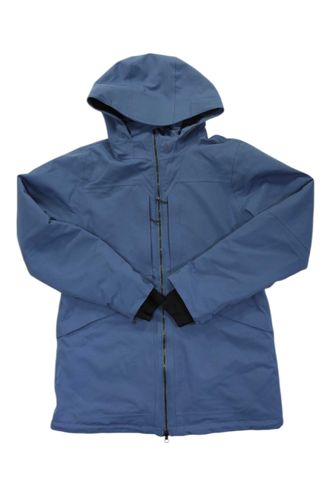 Women’s Volcom hooded 3D stretch jacket in blue with full front zip and black drawcord