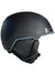 Matte black ski helmet with vented front opening and dark chin strap