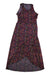 Sleeveless dark navy maxi dress with red and blue abstract pattern