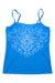 Turquoise graphic cami tank with spaghetti straps and ornate front print