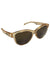 Clear peach/brown cat-eye polarized sunglasses with dark brown lenses and temple logo.