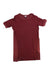 A Splendid Women's Vintage Thermal Dress in dark red, featuring a crew neck and short sleeves with a subtle wrinkled texture, is laid flat on a white background.