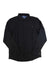 The Club Ride Mens Protocol Long Sleeve Shirt in black features a collar, chest pocket, and buttoned cuffs. Made with moisture-wicking fabric, it’s ideal for biking or daily wear. Shown on a white background.