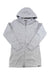 L.L.Bean Womens Beans Sweater Fleece Coat in light gray, features a hood, zip-up front, long sleeves, two side pockets, and soft textured fabric. Shown laid flat on a white background.
