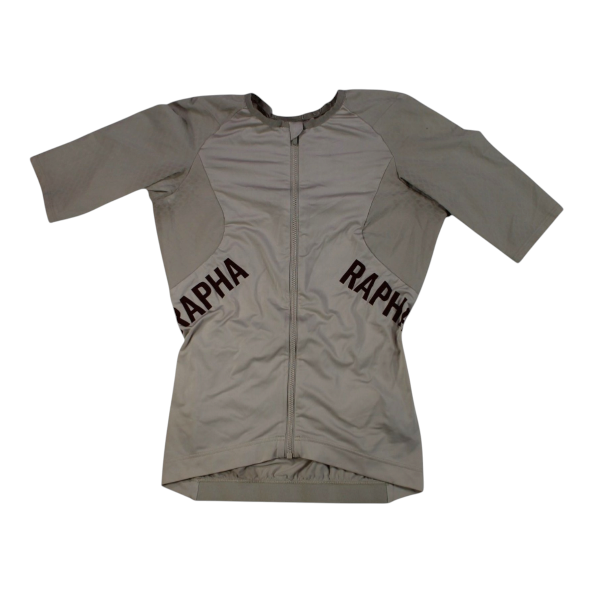 Women’s Rapha Pro Team Aero cycling jersey, olive grey, short sleeves, full zip, side logos
