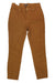 Women's caramel corduroy five-pocket skinny pants, button-and-zip front, belt loops