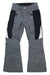 The Obermeyer Girls Jessi Pant offers gray and black adjustable waist ski pants with white accents, front zipper pockets, belt loops, and reinforced knees—perfect for winter sports with a modern design.