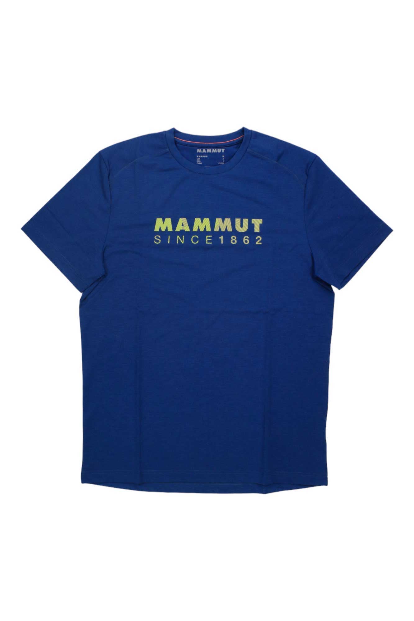 Blue Mammut crew-neck T-shirt with short sleeves and chest "Since 1862" logo