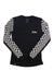Women’s enduro long-sleeve top, black with checkered sleeves and crew neck