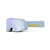 The 100% SNOWCRAFT HiPER Premium Protective Goggles feature light blue frames, a reflective HiPER lens, and a thick strap with the yellow 100% logo. Ideal for skiing or motocross, they provide advanced clarity and dependable eye protection.