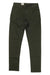 Men's 5-pocket pants, olive green with belt loops, button closure, straight leg.