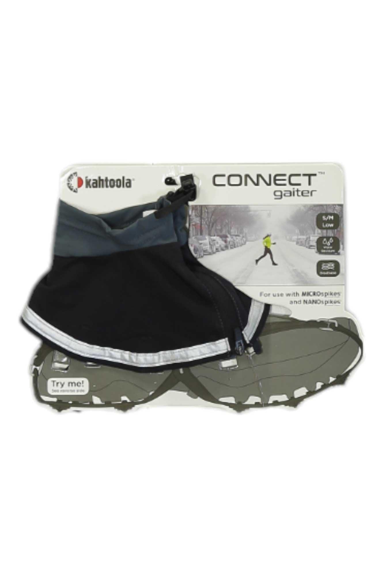 Kahtoola CONNECT low gaiter in dark charcoal with white edge and cinch strap