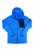 The Norrona Mens Falketind Power Grid Hooded Jacket is bright blue with long sleeves, a front zipper, Polartec Power Grid fabric, a small chest pocket with a black zipper, and the Norrona logo on the left chest. Displayed flat on white.
