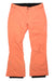 The Roxy Women's Gore-Tex 2L Rushmore Pant, shown laid flat on a white background, features bright orange waterproof insulation, belt loops, a front zipper with button closure, and zippered pockets on the right hip and left thigh.