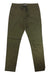 The Roark Men's The Layover 2.0 Pant in olive green features stretch canvas, a slim fit, elastic waistband with drawstring, and side zipper pockets—laid flat on white background. Perfect travel pants combining comfort and style.