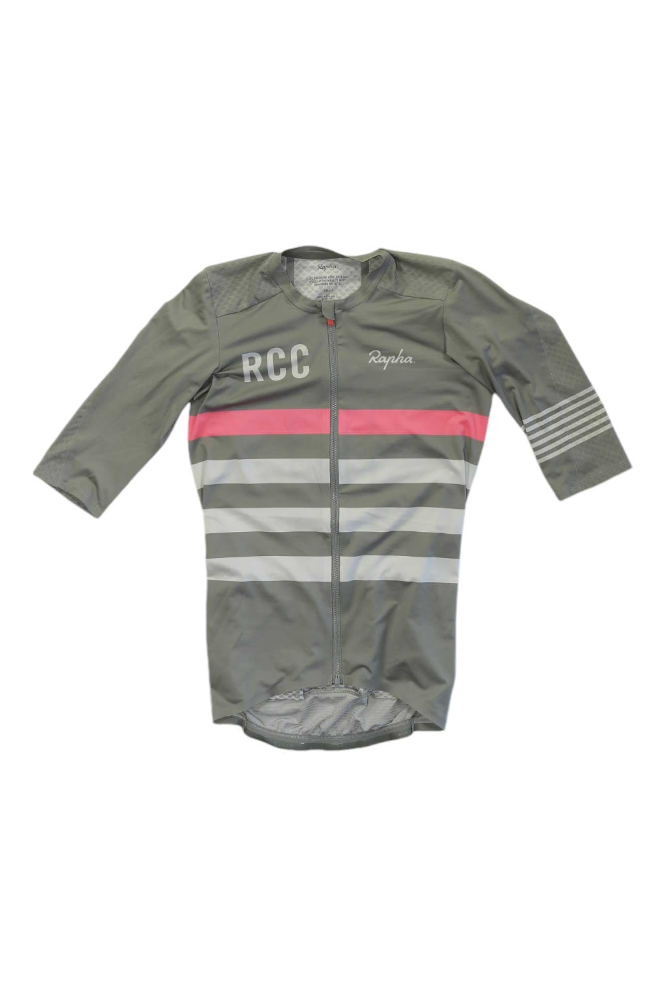 Rapha RCC Pro Team Aero Jersey II: dark gray long-sleeve with gray stripes and full zip