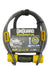 Cable padlock with black loop, yellow base, and OnGuard front label