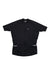 Men's black cycling jersey with full front zipper, short sleeves, white cuff trim