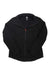 A Helly Hansen Women's Luna Softshell Jacket in black, featuring long sleeves, a small collar, and a central zipper, is laid flat on a white background with the jacket label visible inside the collar.