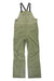 The Marmot Womens Refuge Pro Bib in light green is made from recycled polyester and features waterproof bib pants, black adjustable shoulder straps, zippered chest and side pockets, reinforced cuffs, and a Marmot logo on the left leg.