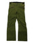 The Dynafit Women's Beast Hybrid Pant in olive green features stretch softshell fabric, zippered pockets, belt loops, black accents, subtle leg branding, and a water-repellent finish. Displayed flat on a white background.
