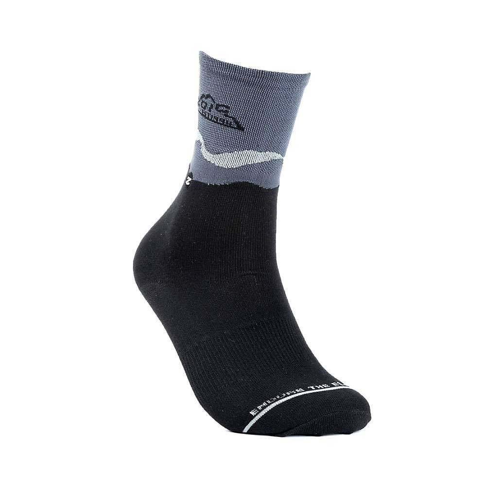 Zoic 8-inch crew sock, dark charcoal with light gray band at cuff