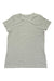 The Spanx Womens Perfect Length SS Top, a simple short-sleeve cotton-modal shirt in light gray or white, lies flat with visible fabric creases. A small collar tag is shown, making it ideal as a comfortable casual women’s tee.