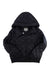 The Soia & Kyo Womens Senna-TD Hoodie is a black quilted puffer jacket made from recycled nylon, featuring a hood, front zipper, and ribbed cuffs and hem—an ideal sustainable outerwear choice for any season.
