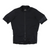 Black short-sleeve cycling jersey with full front zipper and stand collar