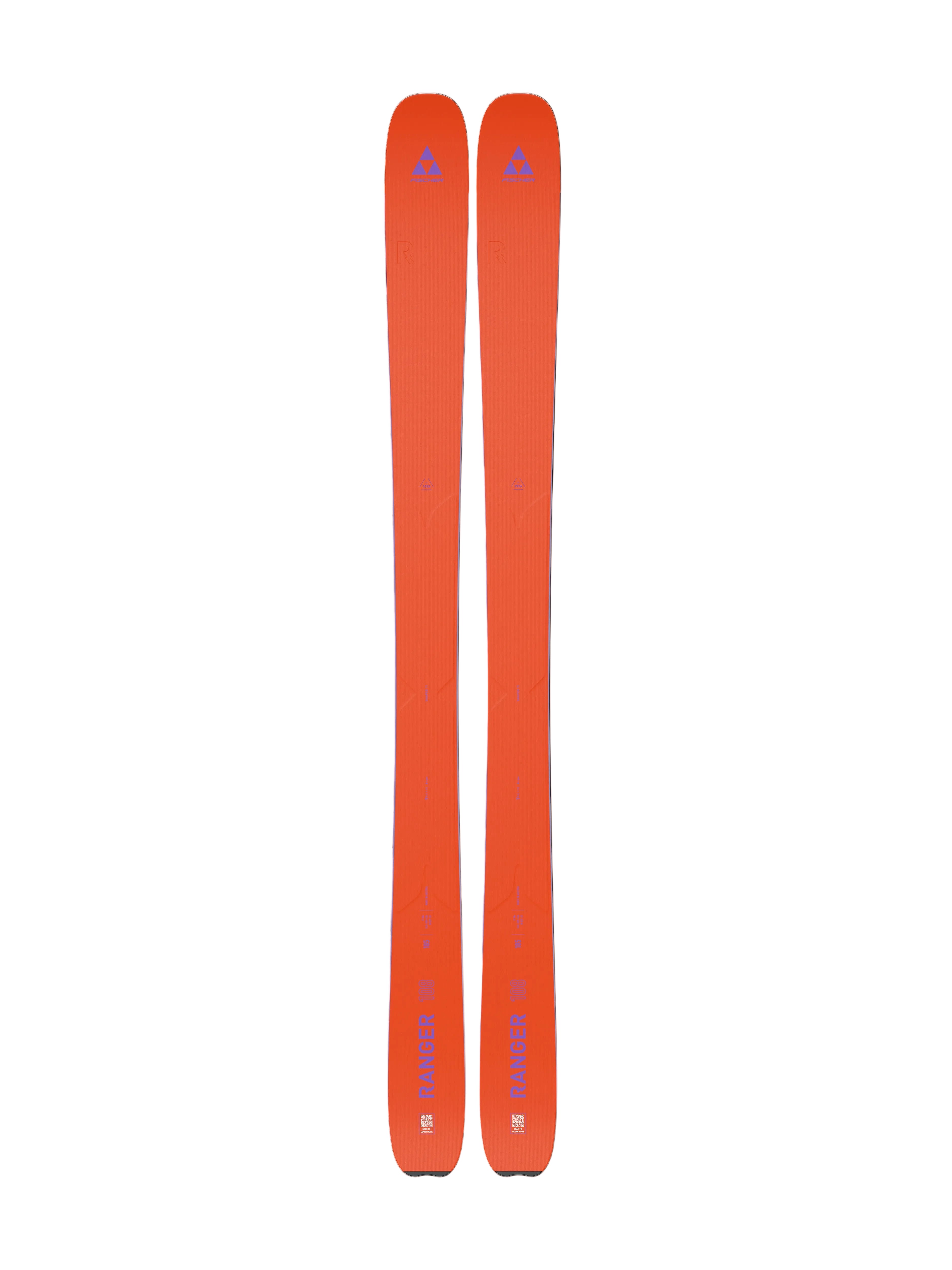 Fischer Ranger 108 Ski 2027 pair in orange, showing top decals