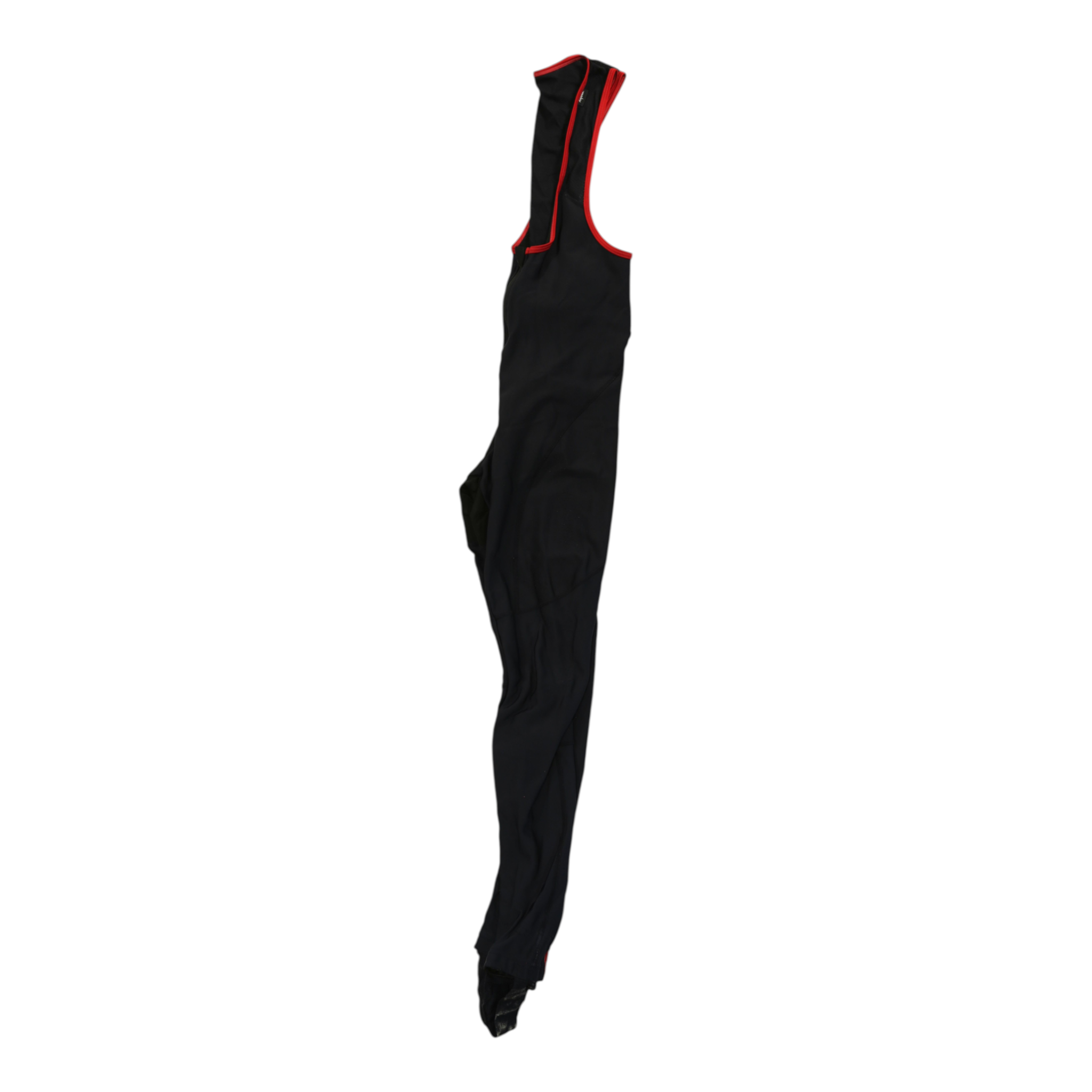 Rapha men's black winter bib tights, no pad, red side and strap accents