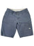 Womens Casual Cargo Shorts in blue with belt loops, button and zipper closure, and a large right-leg side pocket featuring two buttons and a small fabric label.