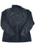 A black zip-up hooded jacket with glossy, dotted-textured panels on the chest, sleeves, and shoulders plus a vertical zippered chest pocket—crafted in a lightweight wool blend and inspired by the Mens Revolution Denali Jacket.