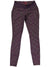 The Womens Sapphire Leggings are purple athletic leggings with colorful horizontal stripes, made from stretch jersey fabric and designed with a wide waistband, shown flat on a white background.