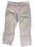 Womens Casual Capri Pants in light beige featuring front pockets, a double-button waistband, stretch fabric, and subtle wrinkling for a relaxed style.