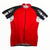Short-sleeve cycling jersey in red with black sleeves, full-length zipper