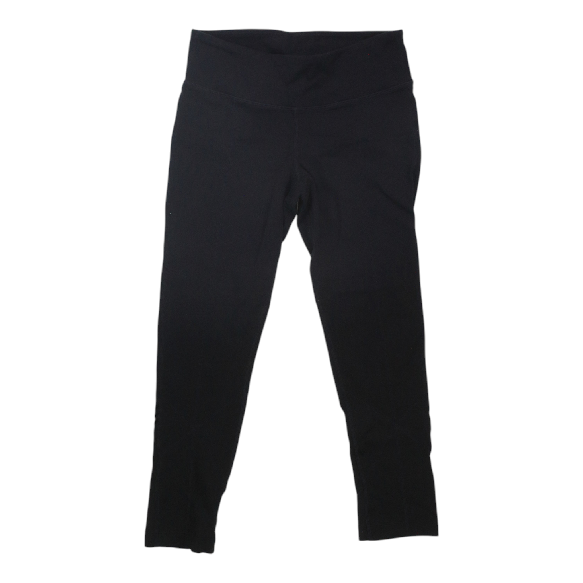 Women's Prana leggings in black solid with high-rise waistband, capri length