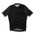 Black short-sleeve cycling jersey with full zipper and mesh side panels on sleeves