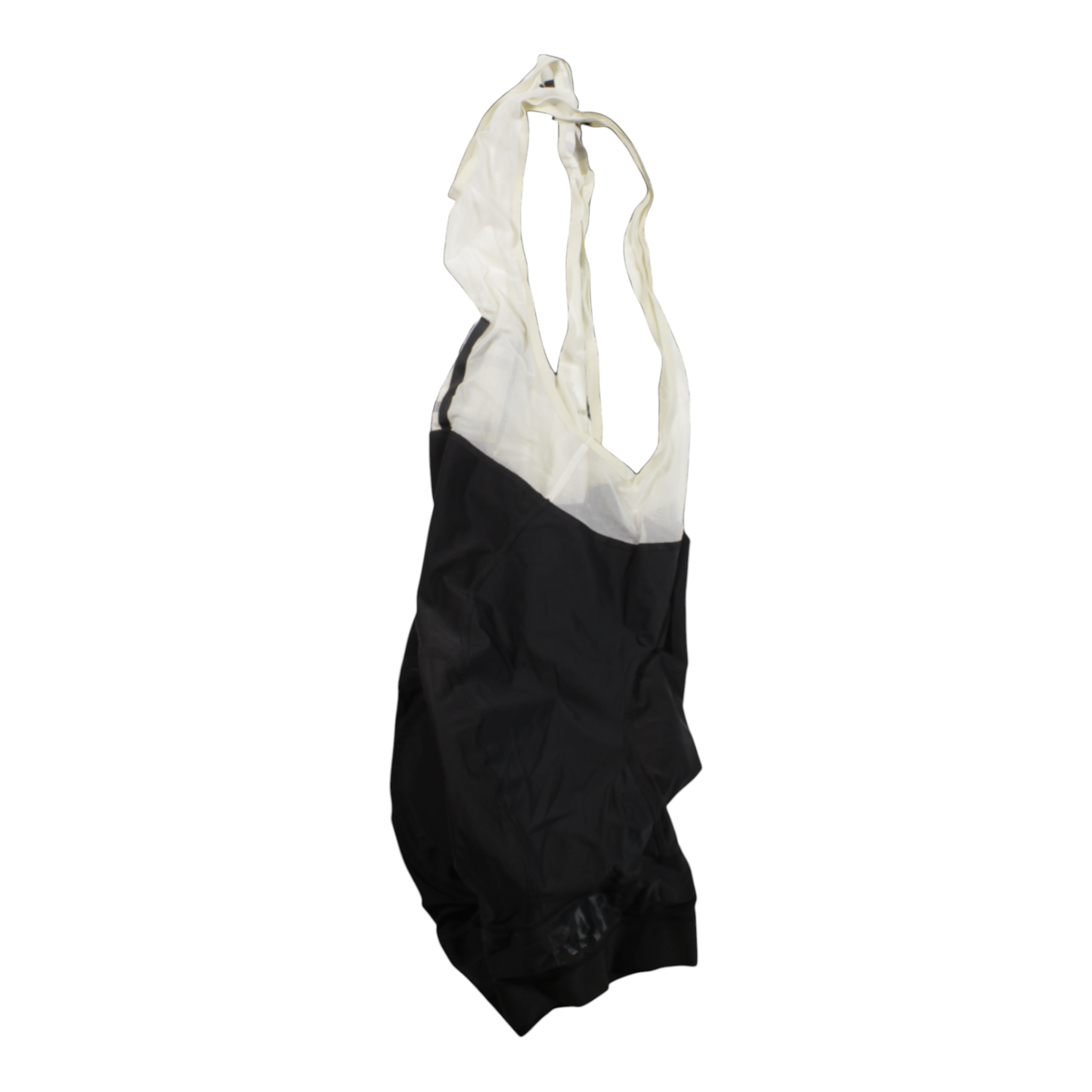 Cycling bib shorts, black shorts with white shoulder straps and leg openings