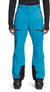 Wearing MENS CHAKAL PANT in bright blue with black ankle patches, along with black gloves and ski boots. Only the lower torso and legs are shown against a white background. These pants offer waterproof and breathable protection for snowsports.