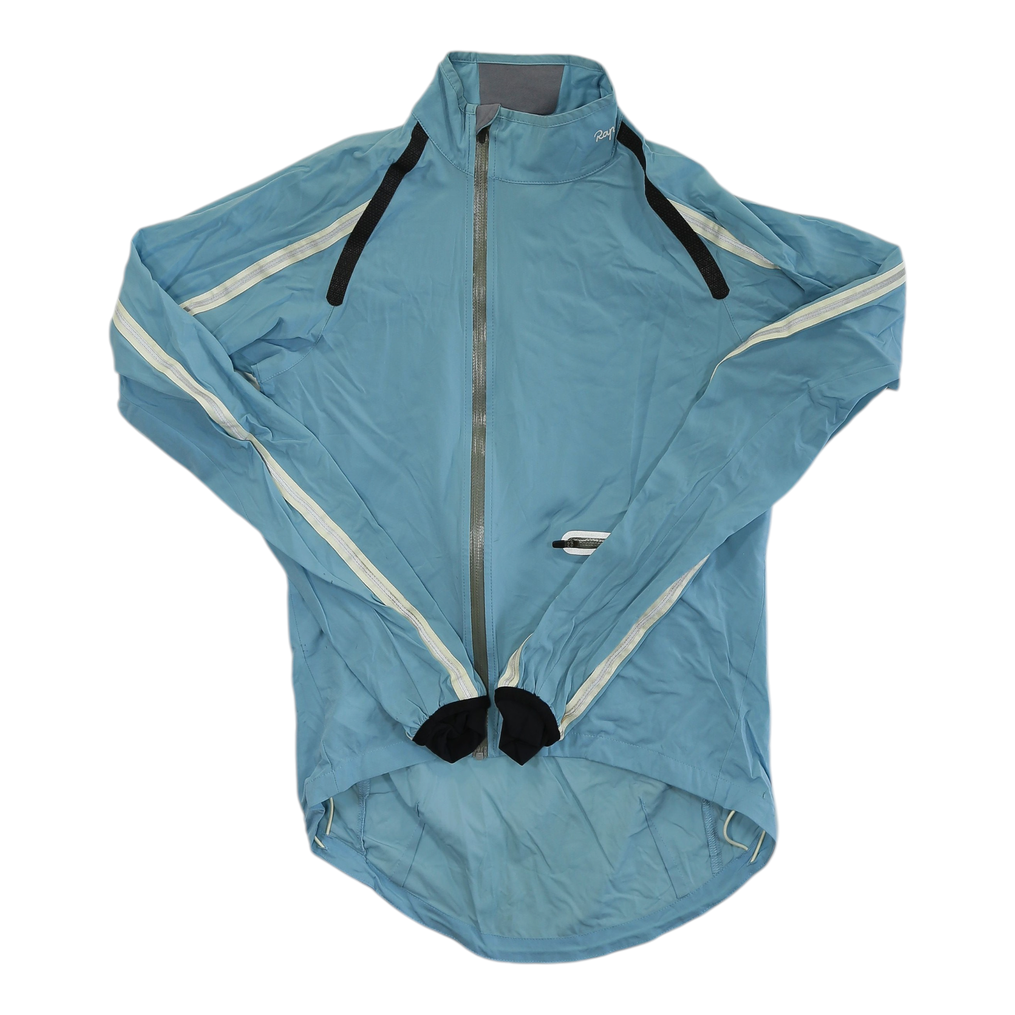 Men's light blue wind jacket with cream piping and full-zip front
