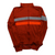 Men's long-sleeve cycling jersey, rust red with gray stripe and orange accent, full zip