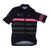 Men's cycling jersey, dark navy with pink horizontal band and sleeve stripe, full zip