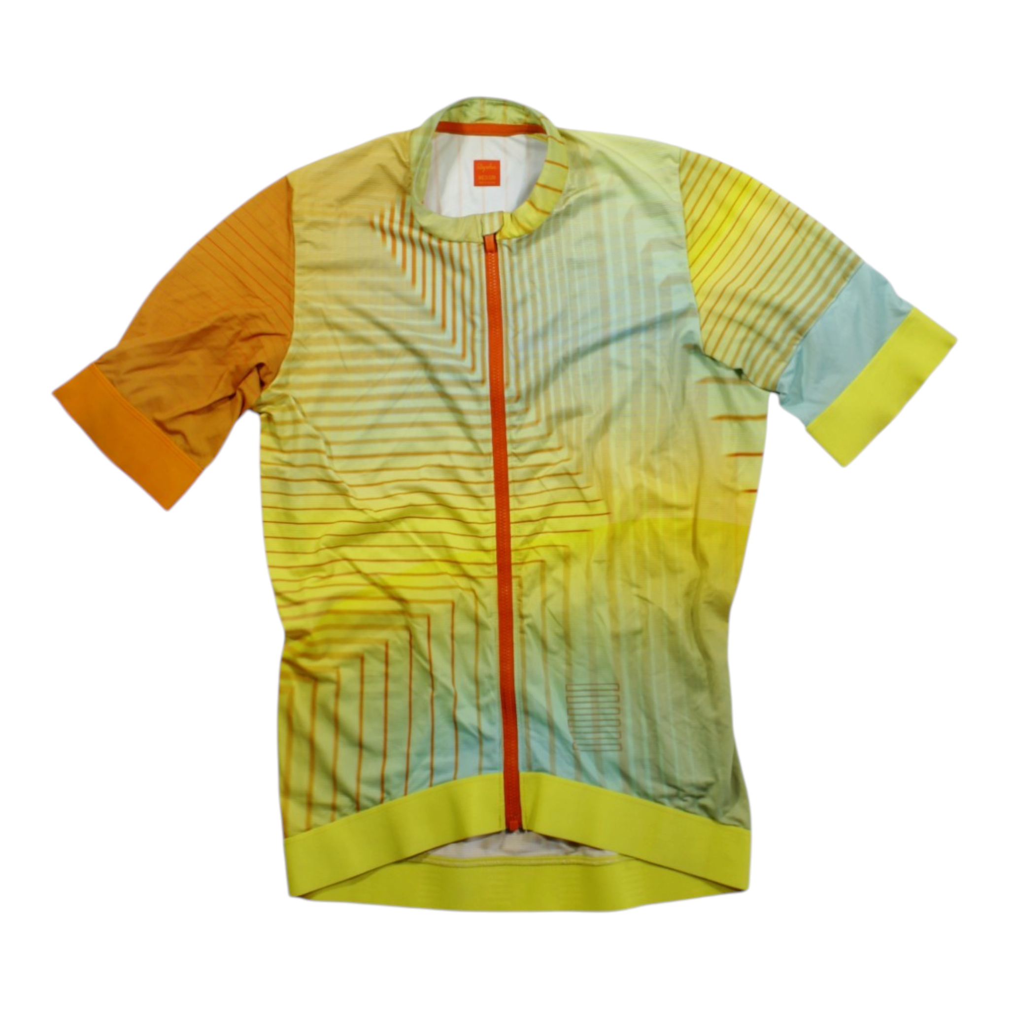 Short-sleeve cycling training jersey with full-zip front and multi-color panel design