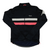 Men's long-sleeve cycling jersey, full-zip, black with white stripe and pink lower band.