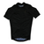 Men's black short sleeve cycling jersey, full zip with small lightning logo at chest