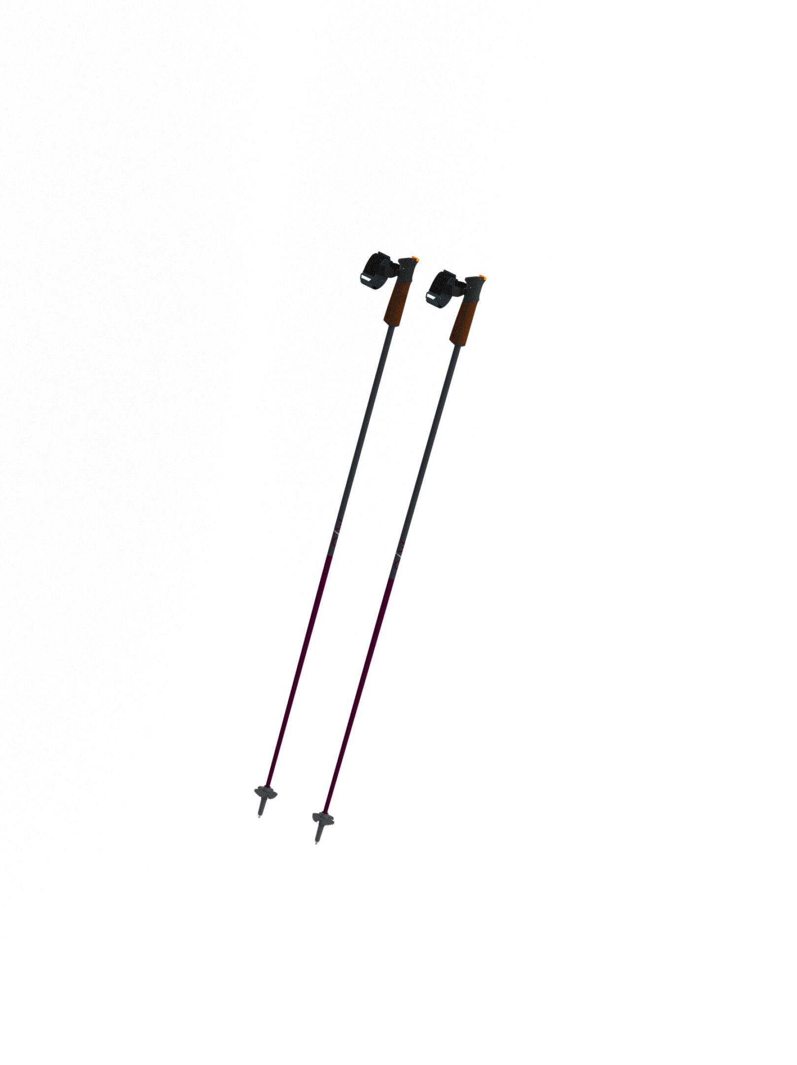 Pair of ski poles with ergonomic grips and small baskets