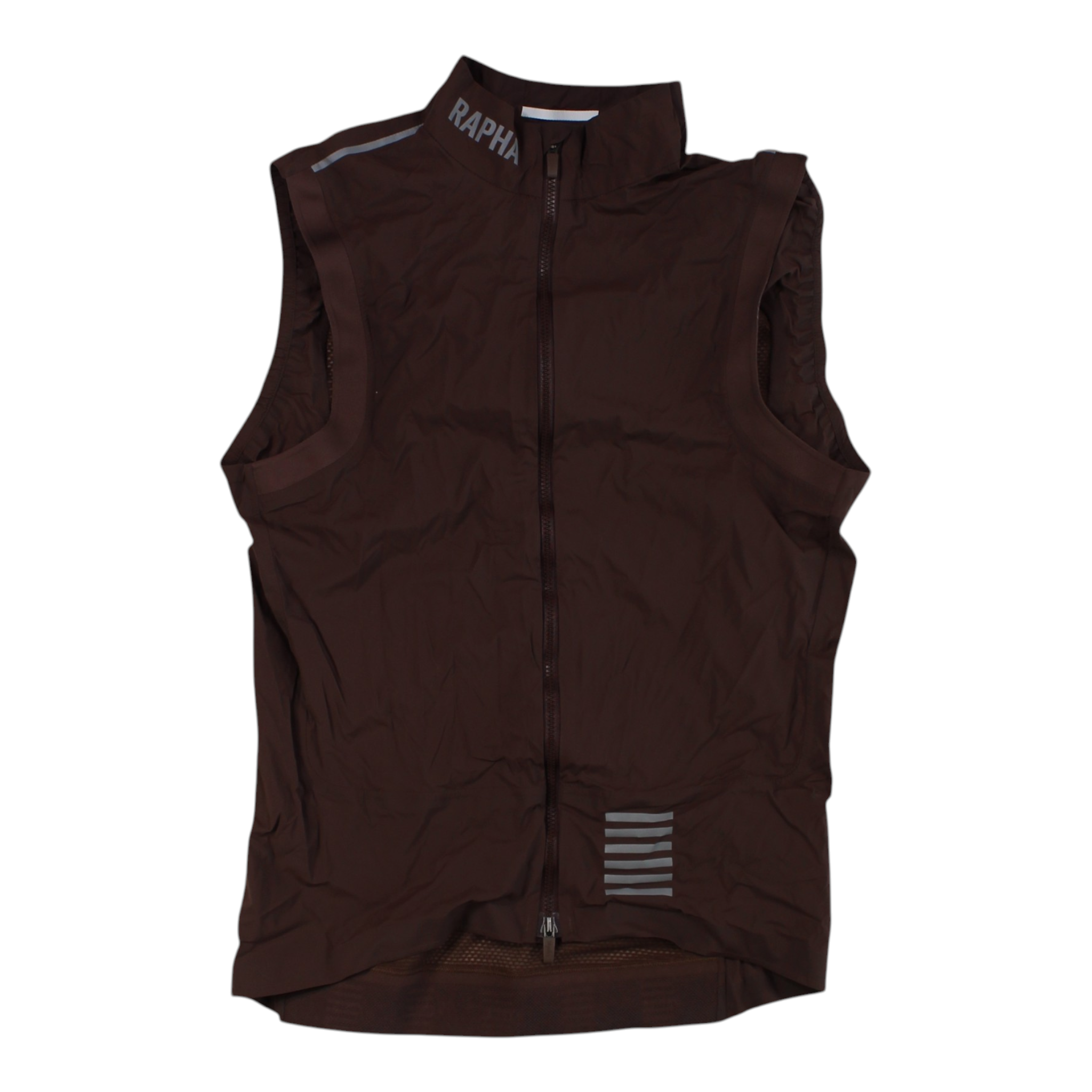 Men's lightweight gilet, dark brown maroon, full-zip with striped pocket