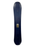 The K2 Cold Shoulder Womens Snowboard is a dark blue all-mountain board with a small, colorful mountain graphic, multiple binding sets, a rocker/camber/rocker profile, and rounded tip and tail.